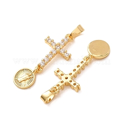 Pendentifs religieux en laiton pavé de zirconiums cubiques transparents&nbsp;CU-CBA40F6-01G