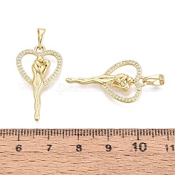 Pendentifs en laiton micro pavé de zircone cubique transparent pour la saint-valentin&nbsp;KK-Q072-08G