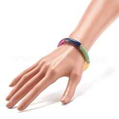 Braccialetto elasticizzato con perline in tubo curvo acrilico con pietra preziosa imitazione&nbsp;BJEW-JB07949