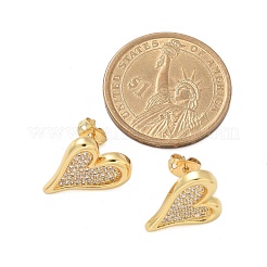 Женские серьги-гвоздики из латуни с микропаве и прозрачным кубическим цирконием&nbsp;LS-EJEW-U034-01G-02