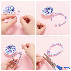 420шт 7 стиля радуги абс пластик имитация жемчуга&nbsp;OACR-YW0001-06