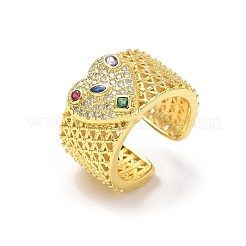 Регулируемые манжетные кольца с микропаве из кубического циркония из латуни&nbsp;RJEW-V009-06G