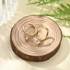 Серьги-кольца из нержавеющей стали 304 с микропаве и кубическим цирконием&nbsp;LS-STAS-R004-03G-02