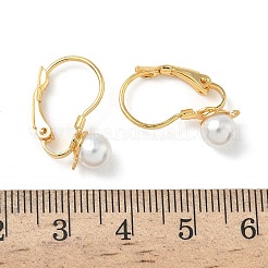 Фурнитура для сережек с застежкой-рычагом из круглой латуни с имитацией жемчуга из АБС-пластика&nbsp;KK-Z136-27G