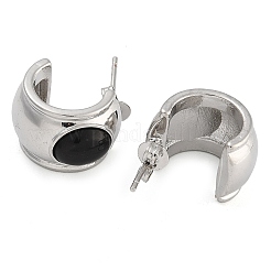 C-förmige Ohrstecker aus Messing und natürlichem Achat&nbsp;EJEW-K293-09P