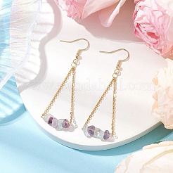 Orecchini pendenti in acciaio inossidabile 304 con fluorite naturale&nbsp;EJEW-JE06010-07