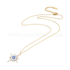 Collana con ciondolo sole in strass con catene a trecce&nbsp;NJEW-P229-02G