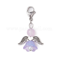 Pendentif décoratif en jade malaisien naturel et teinté ange&nbsp;HJEW-JM02763-04