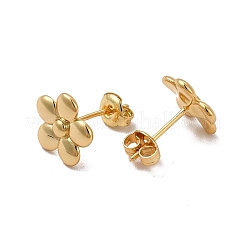 Aretes de flor de latón chapado en rack para mujer&nbsp;EJEW-P221-27G