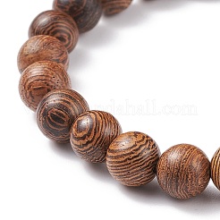 Bracelet extensible en perles rondes en bois de wengé naturel & lapis-lazuli & turquoise synthétique&nbsp;BJEW-JB08206
