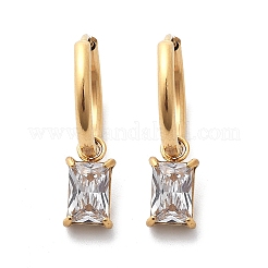 Boucles d'oreilles créoles en acier inoxydable 304 avec micro pavé de zircones cubiques et placage ionique (IP)&nbsp;STAS-R004-06G-02