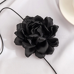 1 шт. ретро-ткань роза цветок вощеный шнур обертка колье колье для женщин&nbsp;NJEW-CP0001-05A