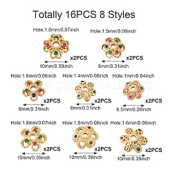 16 шт. 8 стильных латунных колпачка с микропаве из кубического циркония&nbsp;ZIRC-TA0001-23G