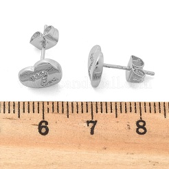 Orecchini a bottone con micro pavé di zirconi chiari in ottone placcato cremagliera&nbsp;EJEW-K299-01P-Z
