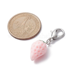 Украшение из непрозрачной смолы с подвеской в виде клубники&nbsp;HJEW-JM01420-02