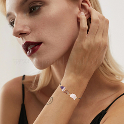 2 шт. 2 стиля плетеных браслетов из бусин из натурального кварца&nbsp;BJEW-FH0001-06A