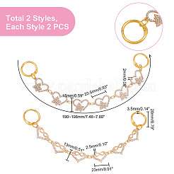 Coeur avec chaîne de décoration de chaussure de lien de strass d'alliage de papillon / infini&nbsp;FIND-AB00008