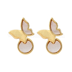 Серьги-гвоздики из латуни в форме ракушки-бабочки&nbsp;KK-D363-22G