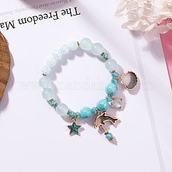 2 Stück 2 Stile Stretch-Armbänder aus Kunststoff- und Glasperlen&nbsp;FS-WGE3E77-03
