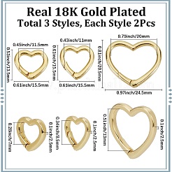 6 шт. 3 стиля стойка покрытие сердце латунные пружинные затворные кольца&nbsp;KK-SC0006-11