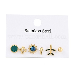Orecchini a bottone con pietre di strass in acciaio inossidabile 304&nbsp;EJEW-S224-04G-02
