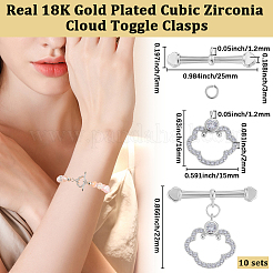 10шт латунь микро проложить прозрачные фианиты застежки-тоггл&nbsp;KK-BBC0021-02P