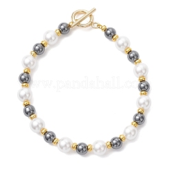Браслеты из ракушечного жемчуга и немагнитного синтетического гематита для женщин&nbsp;BJEW-JB12897