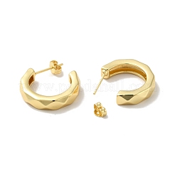 Boucles d'oreilles en forme de C en laiton plaqué en rack&nbsp;EJEW-I268-04G