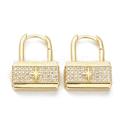 Orecchini a cerchio huggie in zirconi cubici trasparenti micro pavè&nbsp;EJEW-A058-09