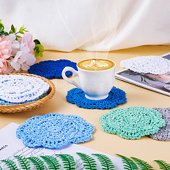 12 шт. 6-х цветные коврики для стола из полиэстера и хлопка ручной работы&nbsp;AJEW-MB0001-08