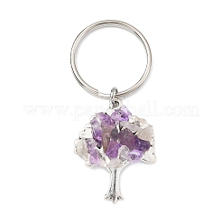 Llavero con colgante de árbol de la vida de aleación y chip de amatista natural&nbsp;KEYC-JKC00648-06