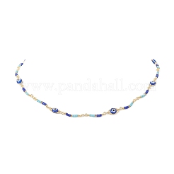 Цепочка из латуни и стеклянных бусин&nbsp;NJEW-JN04312