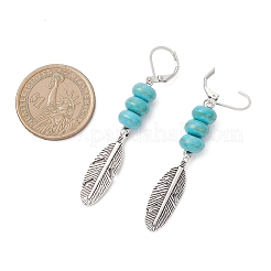 2 пара серег-колец из сплава в форме перьев&nbsp;EJEW-JE06713