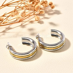 Pendientes de botón de dos tonos de acero inoxidable 304&nbsp;EJEW-F355-05GP-06