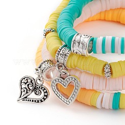 4pcs perles d'argile polymère faites à la main heishi bracelets extensibles&nbsp;BJEW-JB05890