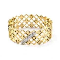 Brazaletes con bisagras huecas de acero inoxidable 304 con cristales pavé y rhinestone para mujer&nbsp;BJEW-D044-01C-G