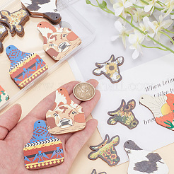 40шт 8 стильные односторонние большие подвески из липы с принтом&nbsp;WOOD-AR0001-35