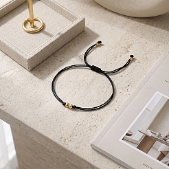 Braccialetti regolabili da donna con perline rotonde in ottone e cordino intrecciato in poliestere.&nbsp;ZQ0354-1