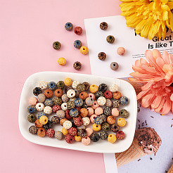 100pcs 10 couleurs de perles en bois naturel peintes&nbsp;WOOD-TA0001-59