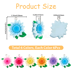 36 pz 6 colori ciondoli in resina opaca&nbsp;RESI-SC0006-82