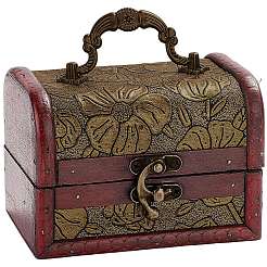 Вырезанная полая 1шт винтажная деревянная шкатулка для украшений&nbsp;AJEW-CL0001-12B