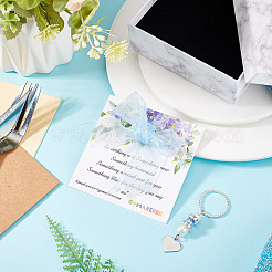 Ciondolo a forma di cuore in vetro e acciaio inossidabile per bouquet da sposa&nbsp;HJEW-GO00081-05