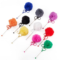 10 barre porte-clés en laine polyester 10 couleurs&nbsp;AJEW-TA0003-04
