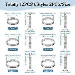 12 шт. 6 размера 201 нержавеющая сталь рифленые кольца для пальцев&nbsp;RJEW-TA0001-06P