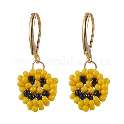 Улыбающееся лицо 304 нержавеющая сталь стеклянные бусины серьги с застежкой-молнией&nbsp;EJEW-MZ00423