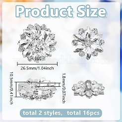 16 шт. 2 стиля латунных пуговиц со стразами на ножке&nbsp;FIND-AR0006-56