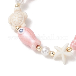 Braccialetti elastici in turchese sintetico&nbsp;BJEW-JB13556