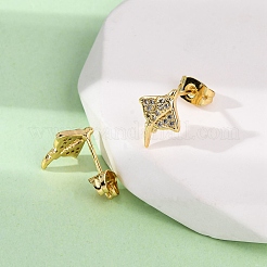 Boucles d'oreilles en laiton zircon cubique micro pavé clair&nbsp;EJEW-D328-04G-01