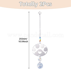 2 attrape-soleil suspendu en acier inoxydable 201 en forme d'empreinte de patte et verre cristal arc-en-ciel&nbsp;HJEW-TA00447