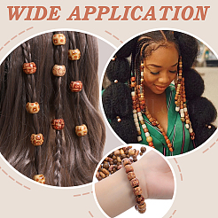 300 шт. 3 вида бусин из натурального дерева с принтом&nbsp;WOOD-ME0001-12